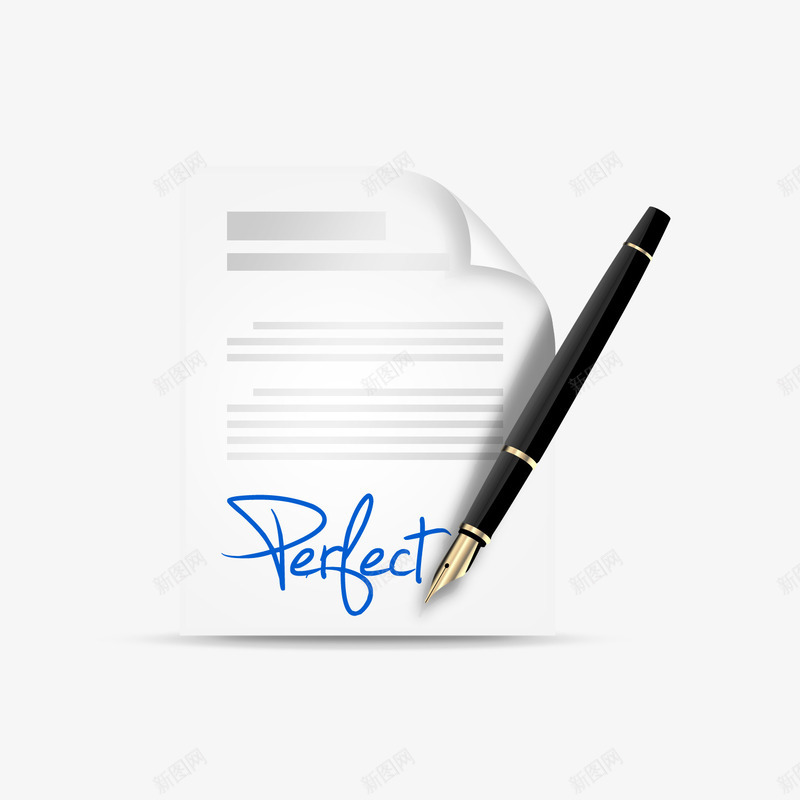 钢笔和信纸psd免抠素材_新图网 https://ixintu.com 书写 信纸 记录 钢笔