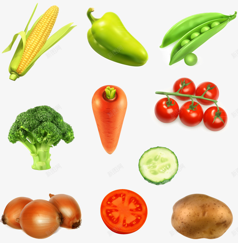 多种果蔬png免抠素材_新图网 https://ixintu.com 土豆 果蔬 玉米 胡萝卜 西红柿 豌豆