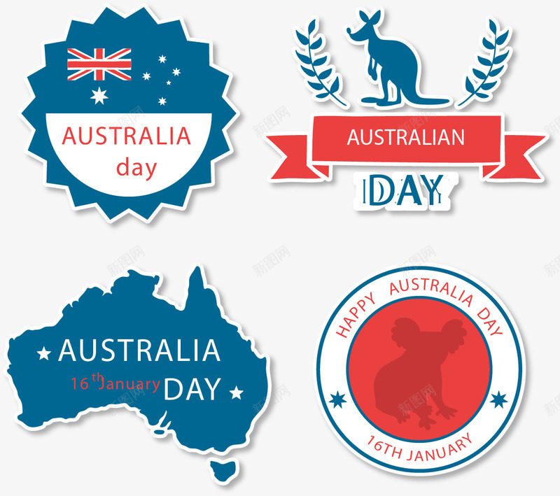 澳大利亚地图节日海报png免抠素材_新图网 https://ixintu.com 地图 澳大利亚 矢量素材 考拉 节日徽章 袋鼠