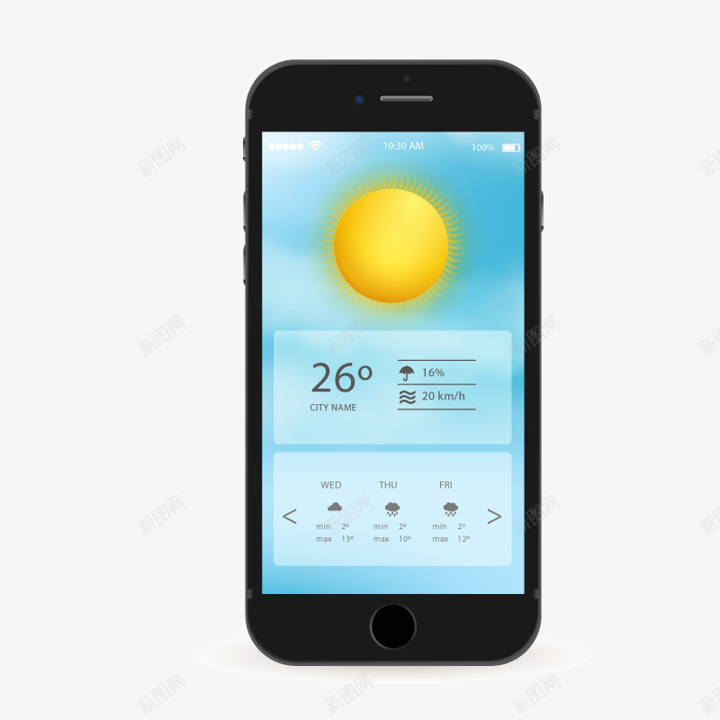 黑色手机矢量图ai免抠素材_新图网 https://ixintu.com APP界面 天气 高清 矢量图