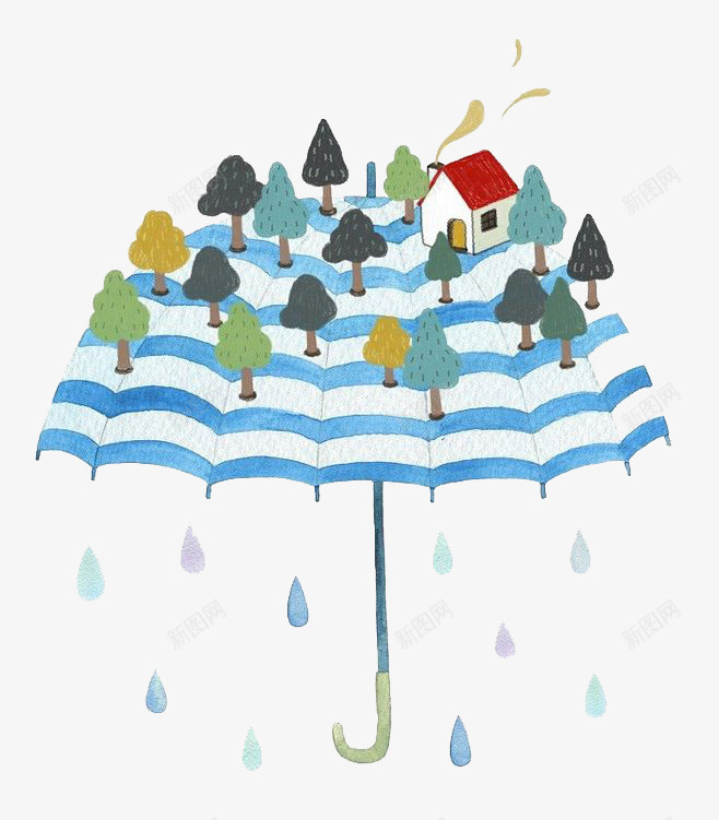 水彩雨伞png免抠素材_新图网 https://ixintu.com 下雨 卡通 彩色 手绘 水彩 蓝色 装饰 雨伞
