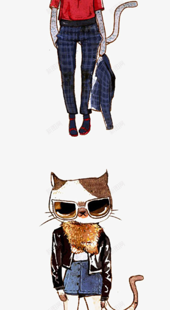 猫咪png免抠素材_新图网 https://ixintu.com 动物 卡通 宠物猫 手绘 礼服 红色裙子