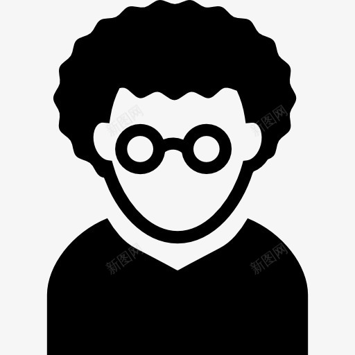 Nerd卷发男人和圆形眼镜头像图标png_新图网 https://ixintu.com 书呆子 人 圆形 型材的化身 头像 男 男人 眼镜 轮廓
