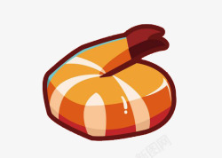 虾仁插画卡通橘色的虾仁食物高清图片