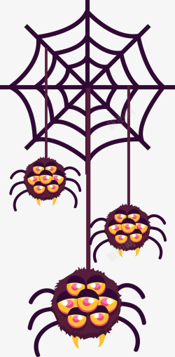 紫色卡通蜘蛛网素材