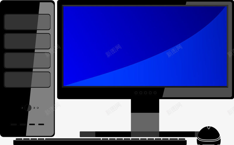 计算机png免抠素材_新图网 https://ixintu.com 主机 台式电脑 显示器 电脑 键盘 鼠标