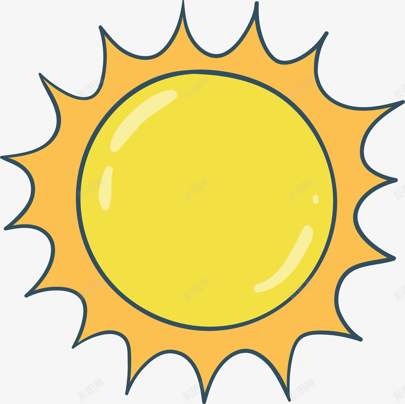 简约太阳png免抠素材_新图网 https://ixintu.com 卡通有趣 夏日阳光 手绘太阳 矢量图案 阳光 黄色底纹