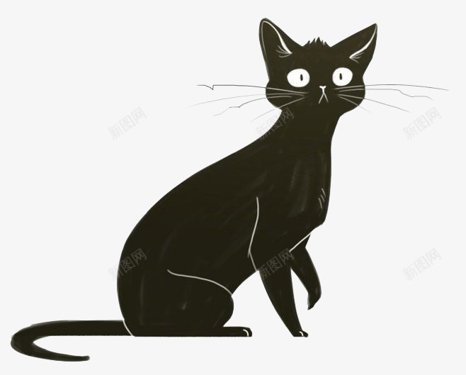 黑色猫咪png免抠素材_新图网 https://ixintu.com 卡通 可爱 大眼睛 手绘 水彩 猫咪 装饰 黑色