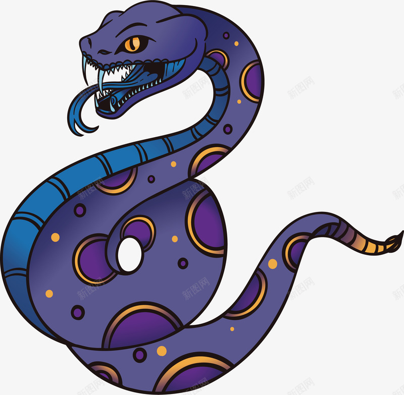 蓝紫色眼镜蛇png免抠素材_新图网 https://ixintu.com 毒蛇 眼镜蛇 矢量素材 纹身图案