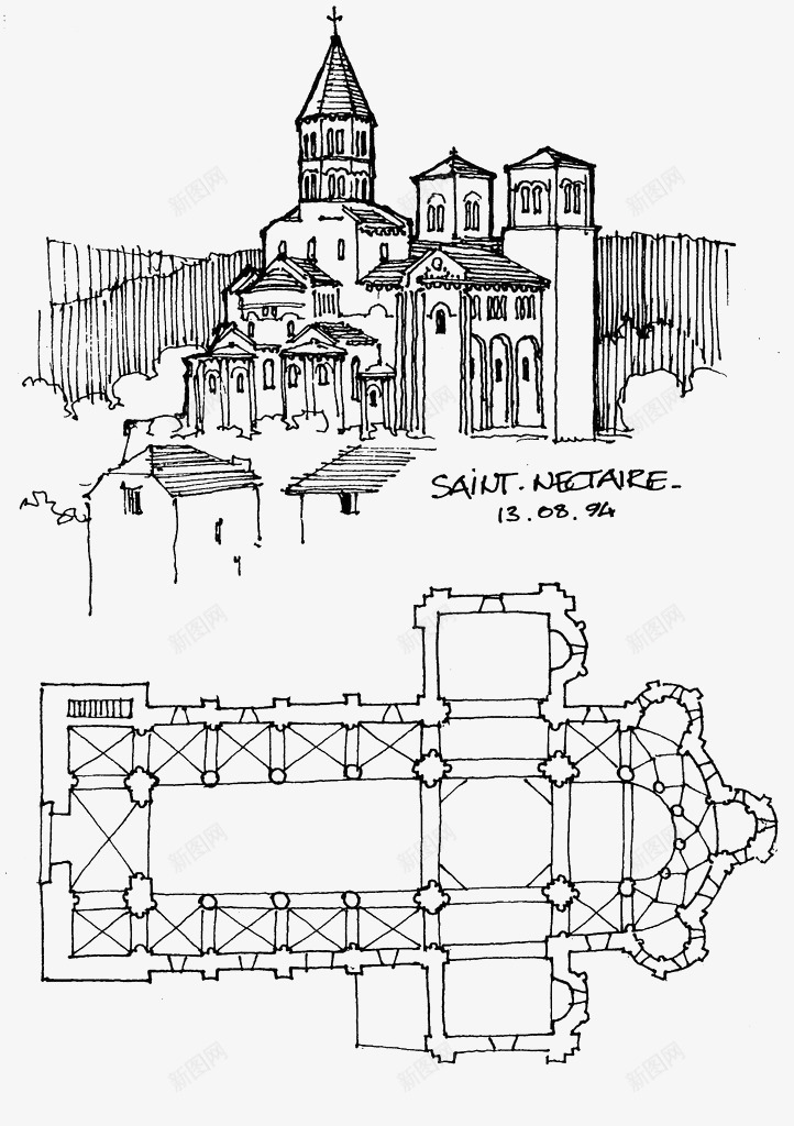 场景线描速写png免抠素材_新图网 https://ixintu.com 场景速写 线描 线描卡通 速写 速写线描