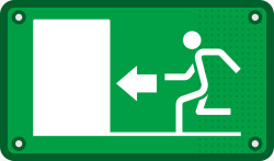 纸箱警示标识绿色左边安全出口指示牌图标高清图片