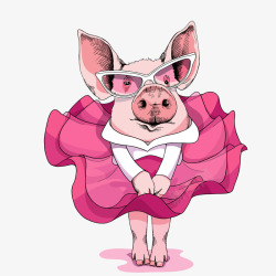 卡通手绘猪年的小猪动物矢量图素材