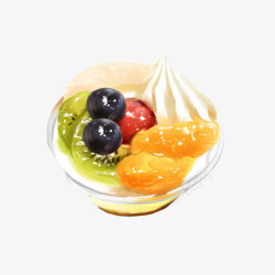 猕猴桃味水果冰淇淋手绘画片高清图片