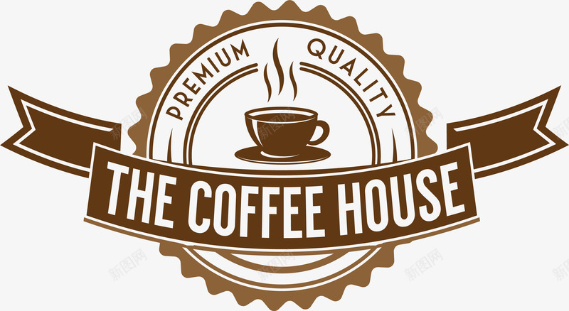 咖啡色coffee标志png免抠素材_新图网 https://ixintu.com coffee 免抠PNG 咖啡色 图案 徽章 标志 绸带 花边