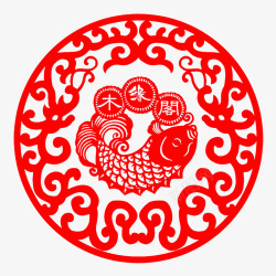 中国剪纸鱼素材