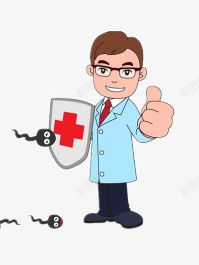 竖着大拇指的医生png免抠素材_新图网 https://ixintu.com 人物 卡通 彩色 眼镜