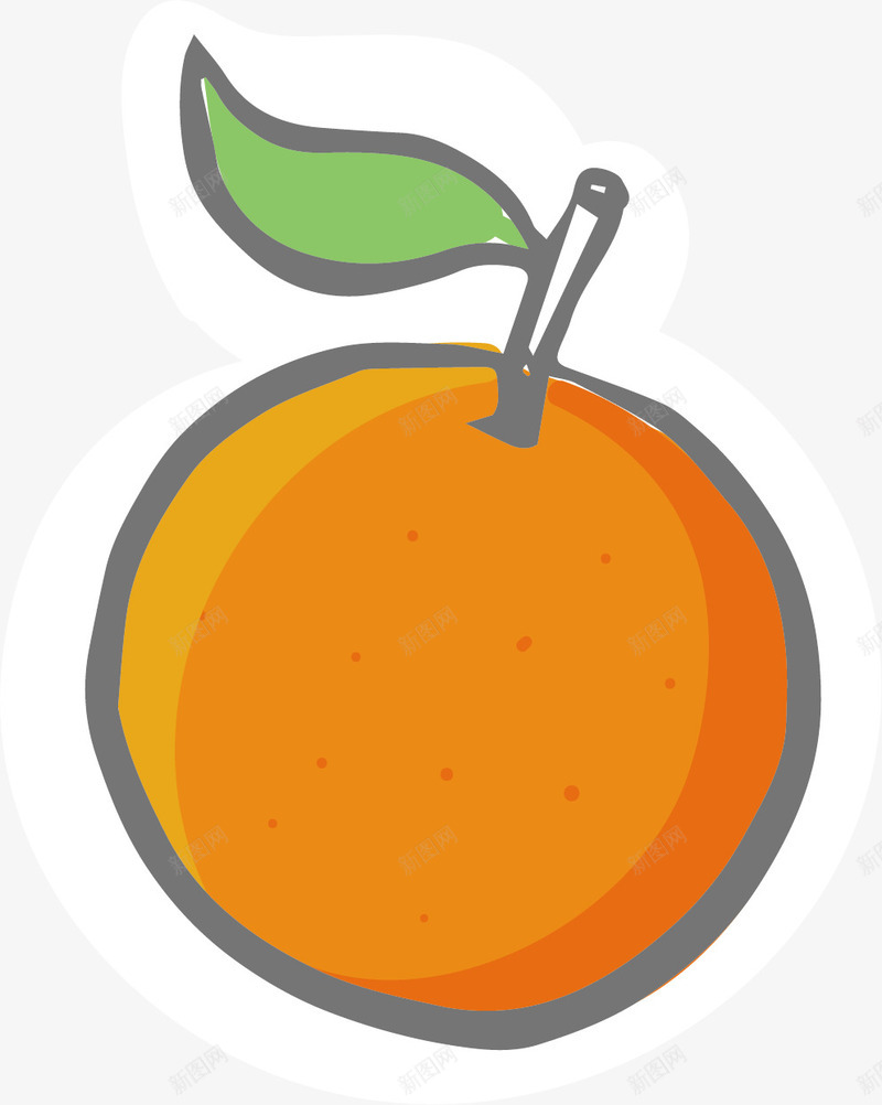 水彩果实png免抠素材_新图网 https://ixintu.com 卡通 叶子 手绘 橘色 橙子 水彩 水果 绿叶 食物