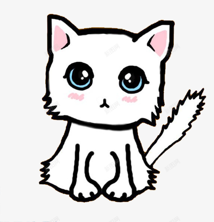 卡通白猫png免抠素材_新图网 https://ixintu.com 卡通 可爱 幼猫 猫咪 白猫