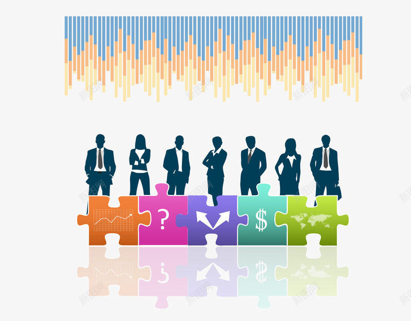 商务人物矢量图ai免抠素材_新图网 https://ixintu.com 人物 办公室 团队 拼图 白领 金融 矢量图