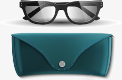 绿色眼镜盒手绘眼镜和眼镜盒矢量图高清图片