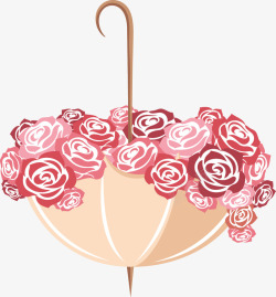 卡通浪漫雨伞玫瑰花矢量图素材