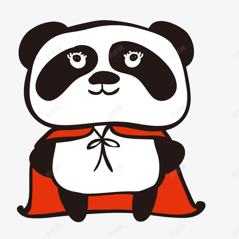 戴起风的可爱大熊猫png免抠素材_新图网 https://ixintu.com 动物 可爱的 国家保护动物 大熊猫 手绘图 起风