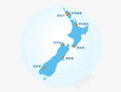 球形新西兰地图素材