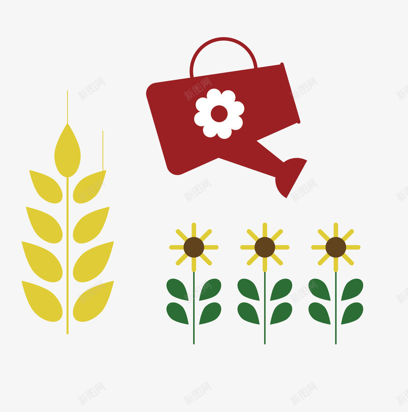 扁平化的小麦和向日葵png免抠素材_新图网 https://ixintu.com 向日葵 小麦 扁平化 矢量向日葵