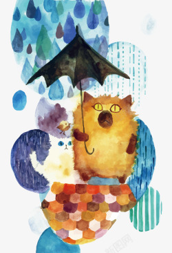 雨里的猫矢量图素材