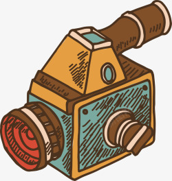 影音工具黄色立体复古摄影机高清图片