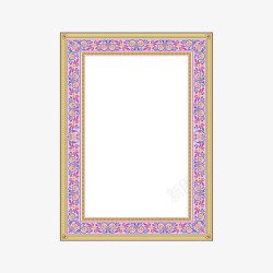 长方形紫色花朵装饰相框矢量图高清图片