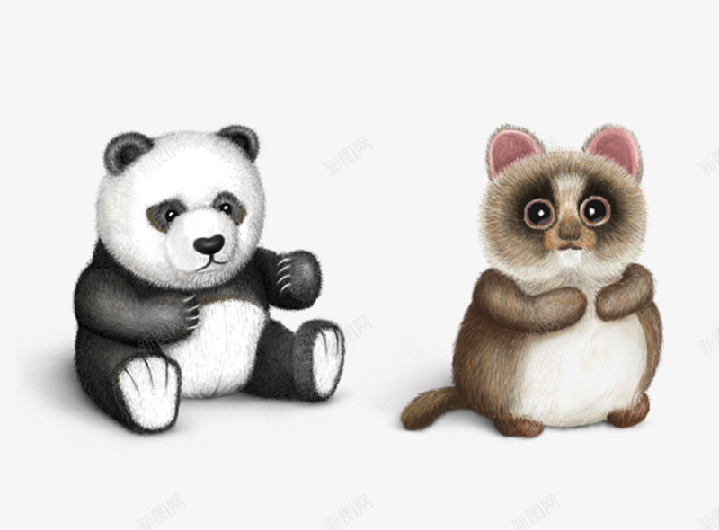 两只可爱动物图标psd_新图网 https://ixintu.com 可爱动物 图标 熊猫