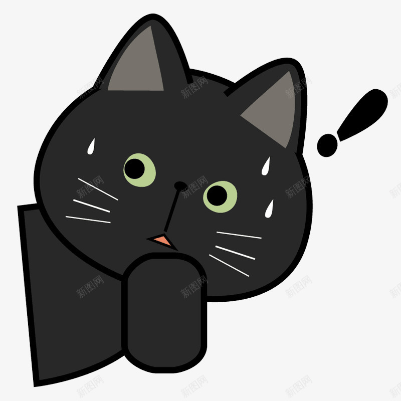 紧张黑猫卡通png免抠素材_新图网 https://ixintu.com 卡通 可爱 猫咪 紧张 黑猫简笔画