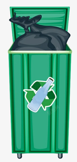 方形垃圾桶卡通绿色垃圾桶垃圾场高清图片