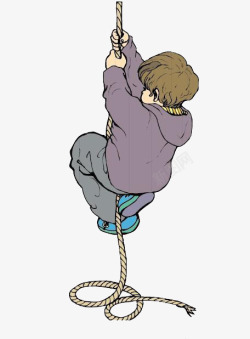 小孩爬绳子素材