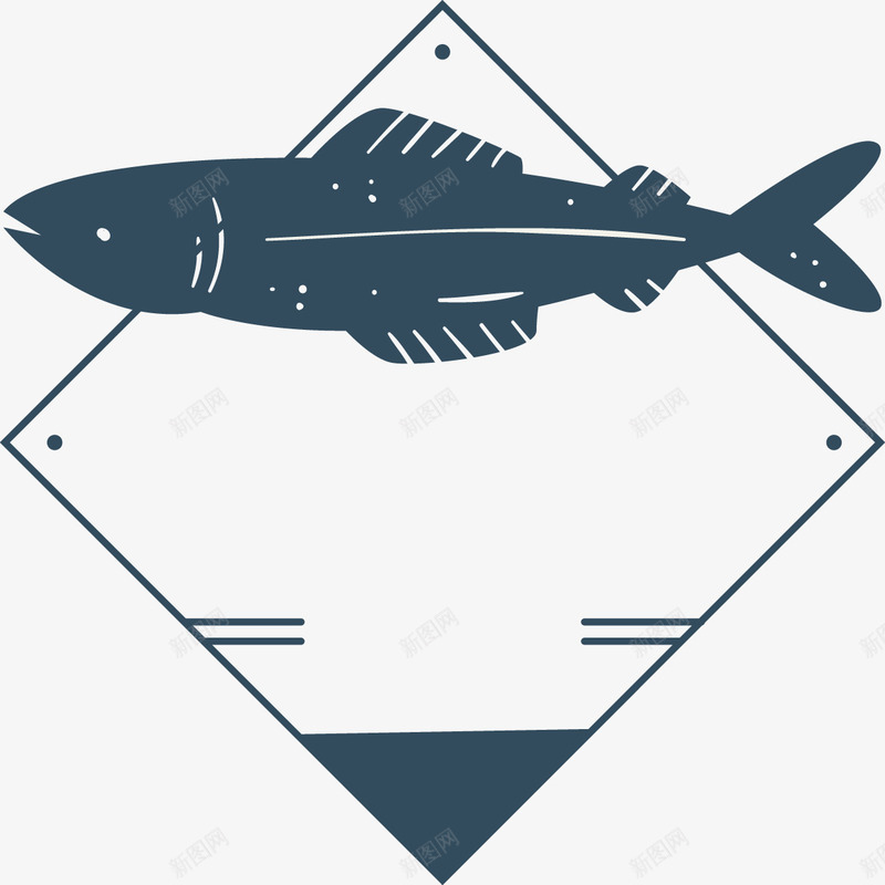 手绘鱼类标贴LOGO图标png_新图网 https://ixintu.com logo设计 创意 单色 卡通 图标设计 手绘 鱼