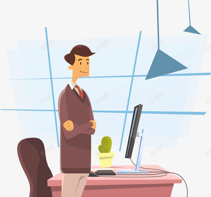 商务办公场景插画矢量图ai免抠素材_新图网 https://ixintu.com 办公 办公室 办公桌 商务 商务办公场景 商务插画 白领 矢量办公 科技 矢量图