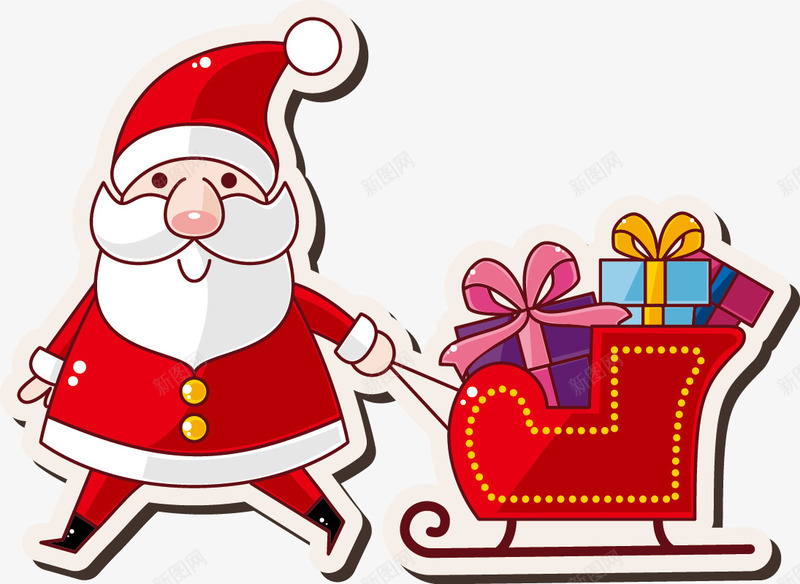 卡通圣诞老人造型png免抠素材_新图网 https://ixintu.com 卡通造型圣诞老人礼物卡通形象雪橇