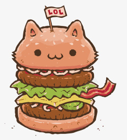 汉堡免抠图素材可爱猫咪汉堡矢量图高清图片