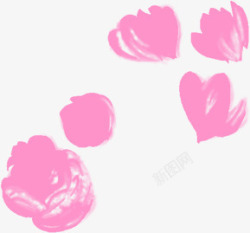 手绘粉色花瓣壁画素材