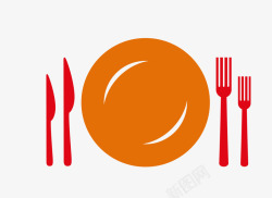橘色刀子餐具套装高清图片