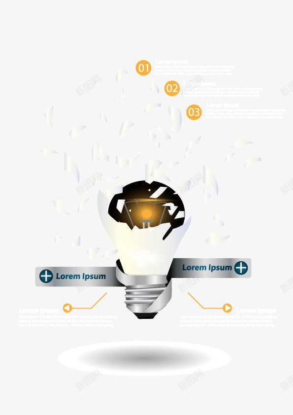 碎裂灯泡装饰背景矢量图ai免抠素材_新图网 https://ixintu.com 灯泡 矢量素材 碎裂 装饰背景 矢量图