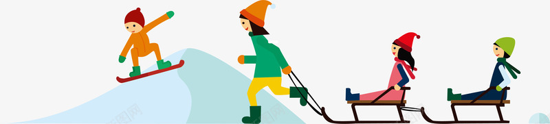 孩子雪橇矢量图eps免抠素材_新图网 https://ixintu.com 交通工具 孩子 拉雪橇 雪中运输 雪地雪橇 雪撬 雪橇 矢量图