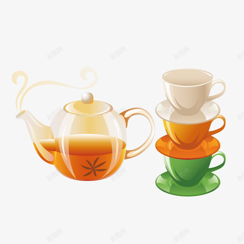 茶餐具矢量图ai免抠素材_新图网 https://ixintu.com png素材免费下载 杯子 茶 茶餐具 矢量图
