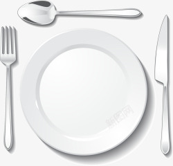 白色叉子小清新白色餐具高清图片