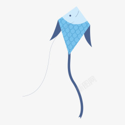 蓝色纹理鱼形风筝素材