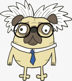 白发狗戴眼镜的博士狗矢量图高清图片