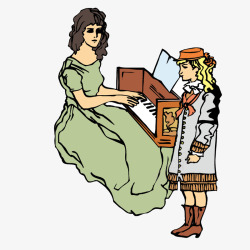 弹钢琴的老师教女孩弹钢琴的老师高清图片