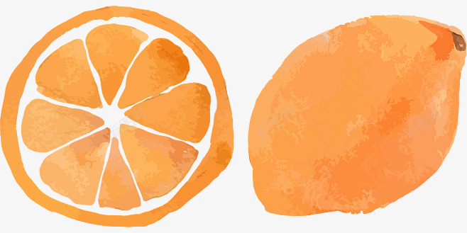 橘色橙子png免抠素材_新图网 https://ixintu.com 卡通 彩色 手绘 橘子 橙子 水彩 紫色