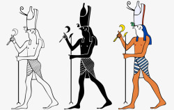 手绘古埃及壁画拿镰刀的人素材